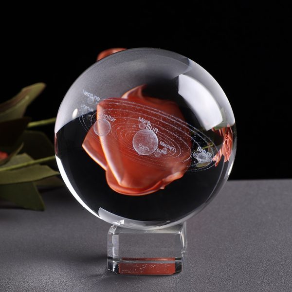 6CM Laser Engraved Solar System Ball 3D Miniature Planets Model Sphere Glass Globe Ornament Home Decor Gift for Astrophile 2