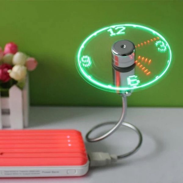 Hand Mini USB Fan portable gadgets Flexible Gooseneck LED Clock Cool For laptop PC Notebook real Time Display durable Adjustable 1