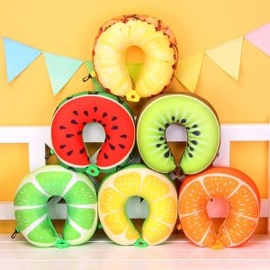 1pcs 6 Colors Fruit U Shaped Pillow Protect the Neck Travel Watermelon Lemon Kiwi Orange Pillows Cushion