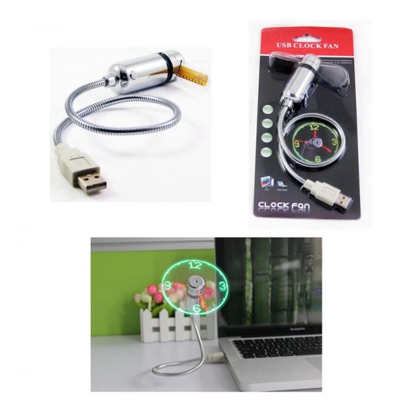 Hand Mini USB Fan portable gadgets Flexible Gooseneck LED Clock Cool For laptop PC Notebook real Time Display durable Adjustable 5