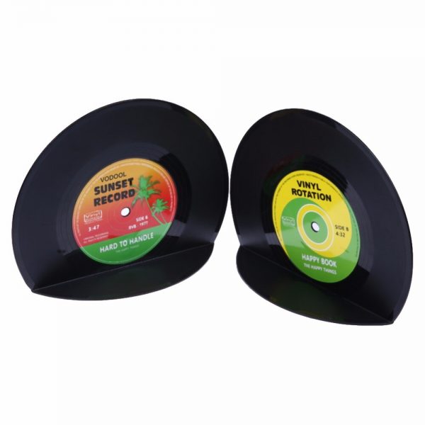 VODOOL 1Set/2Pcs New Arrivals Retro Office Accessories Record Bookends Vinyl Bookends Desk Organizer Desktop School Book Holder  1