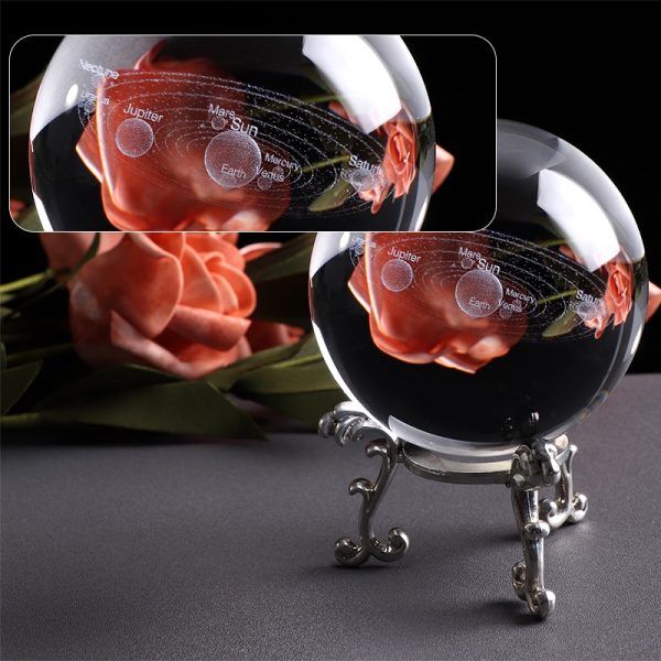 6CM Laser Engraved Solar System Ball 3D Miniature Planets Model Sphere Glass Globe Ornament Home Decor Gift for Astrophile 4