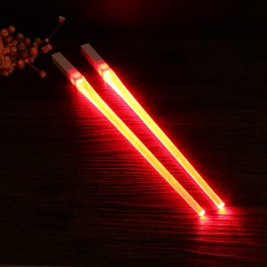 1 Pair of LED Lightsaber Chopsticks Light Up Durable Lightweight Portable BPA Free and Food Safe Tableware