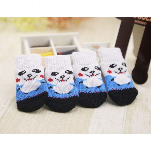 lovely pet Fashion Pets Dogs Socks 4Pcs Cute Puppy Dogs Pet Knits Socks Anti Slip Skid Bottom 5