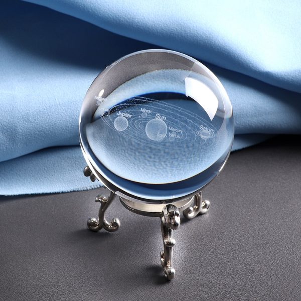 6CM Laser Engraved Solar System Ball 3D Miniature Planets Model Sphere Glass Globe Ornament Home Decor Gift for Astrophile 1