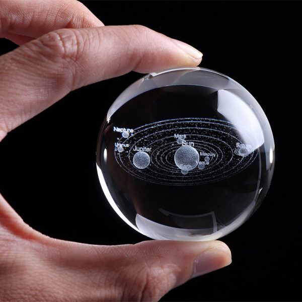 6CM Laser Engraved Solar System Ball 3D Miniature Planets Model Sphere Glass Globe Ornament Home Decor Gift for Astrophile 5